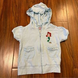 Walt Disney Princess Little Mermaid Ariel light blue short sleeve zip up hoodie
